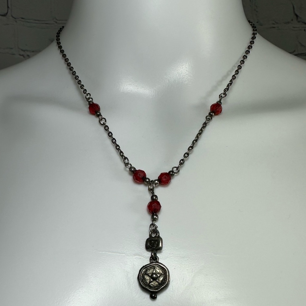 Heart and star engraved romantic vintage necklace